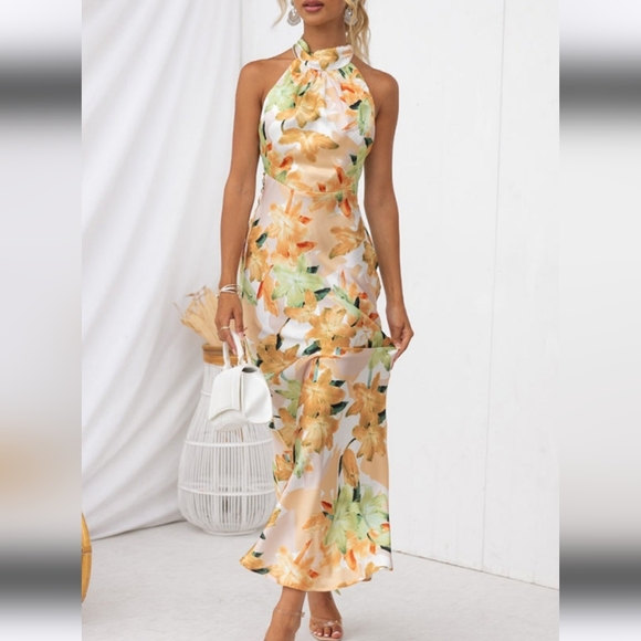 Happier Now Dresses & Skirts - Floral Backless Maxi Dress